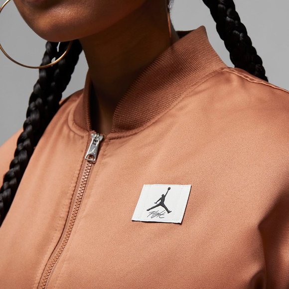 Nike Air Jordan Flight Renegade Womens Bomber Jacket Brown DQ9802-215 NEW Sz M - Picture 5 of 9